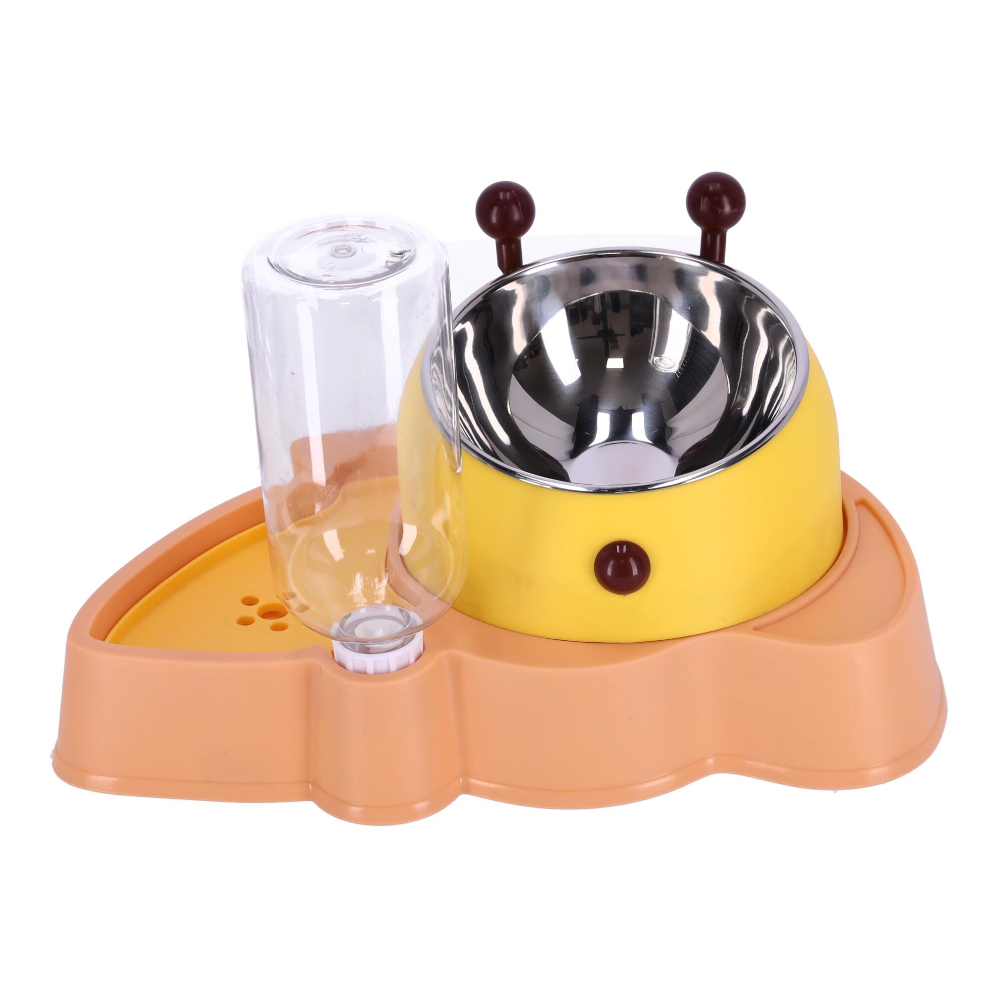 Bowl with automatic water dispenser for dog and cat 2-in-1 - pink