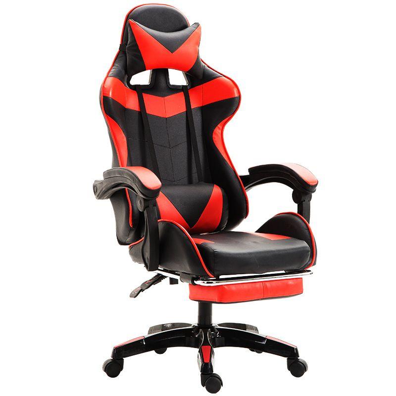 Fotel komputerowy / gamingowy z podnóżkiem – czarno/czerwony