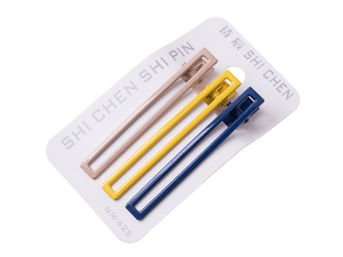 A set of 3 pieces hairpins "clip" - beige yellow dark blue