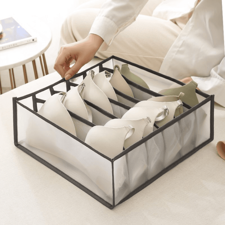 Wardrobe organizer 6 compartments for underwear – grey