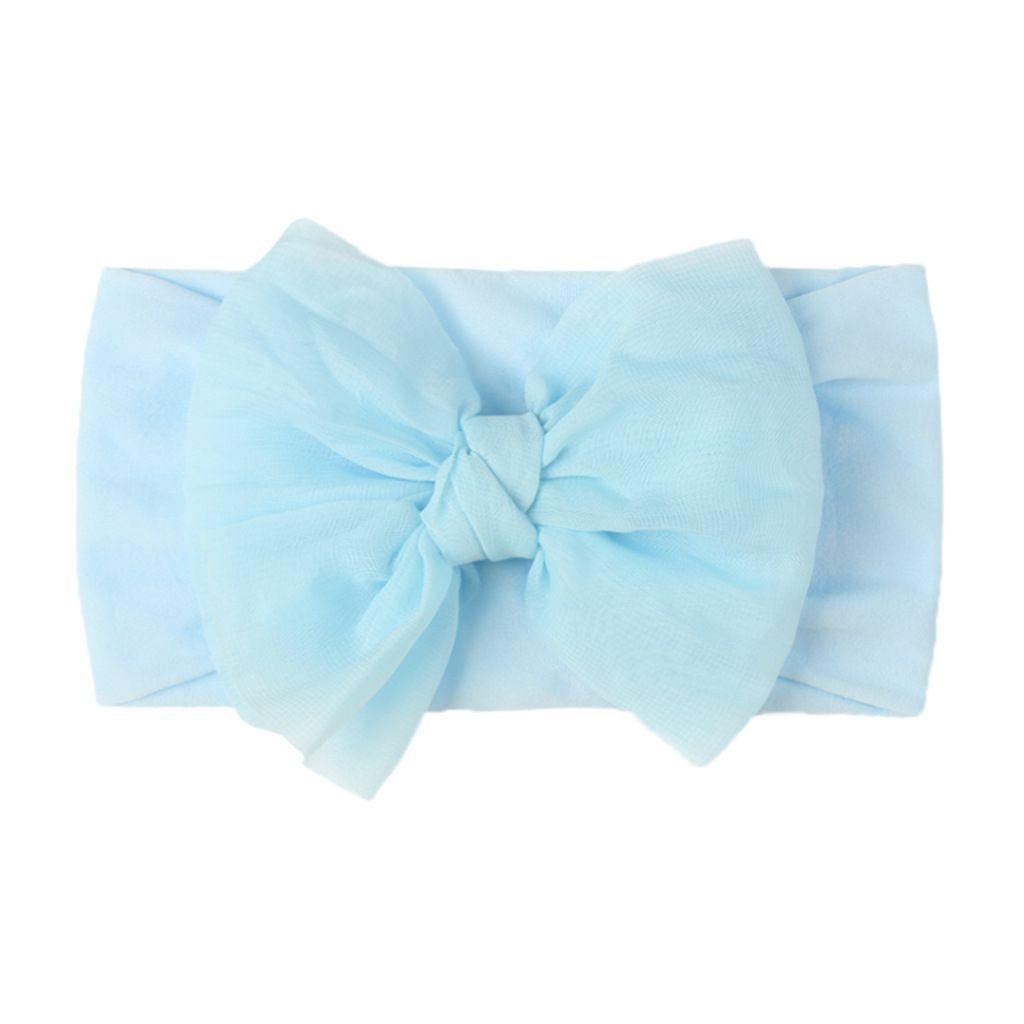 Baby headband with a bow - grey, wide