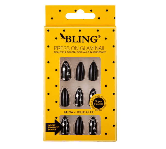 Artificial nails, Tipsy BLING - black-silver