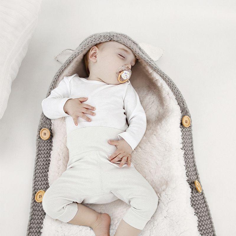 Baby sleeping bag with rabbit ears - gray