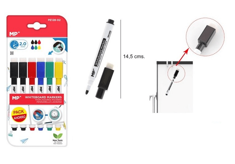 A set of markers / dry-erase pens 6 pcs with an eraser