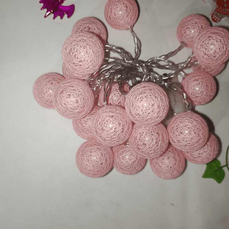Decorative lamps cotton balls - pink
