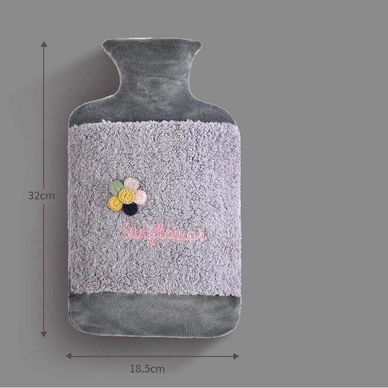 Plush hot water bottle, hot water bottle in a sweater 2L - dark grey, sunflower