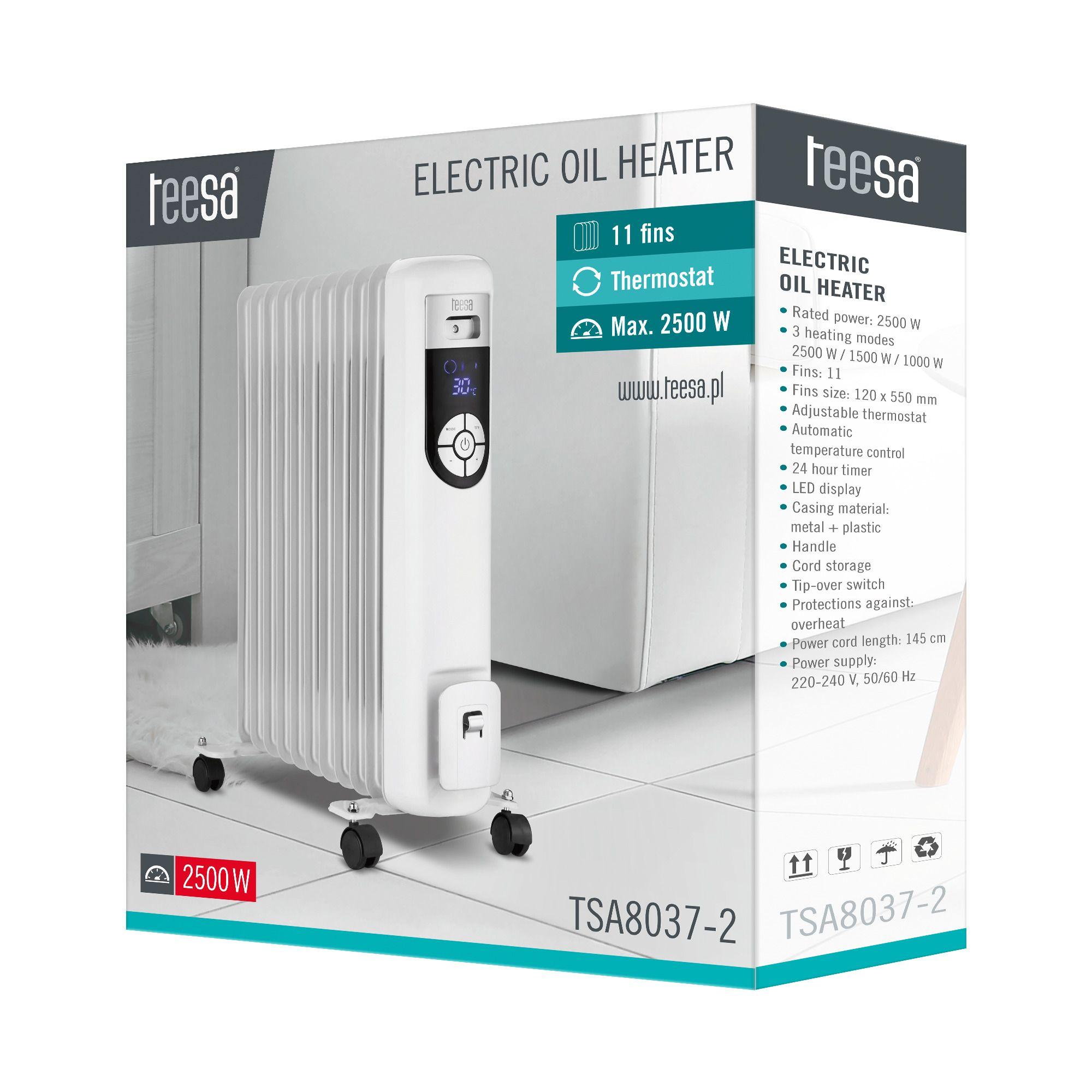 Teesa TSA8037-2 Electric Oil Heater White 2500 W
