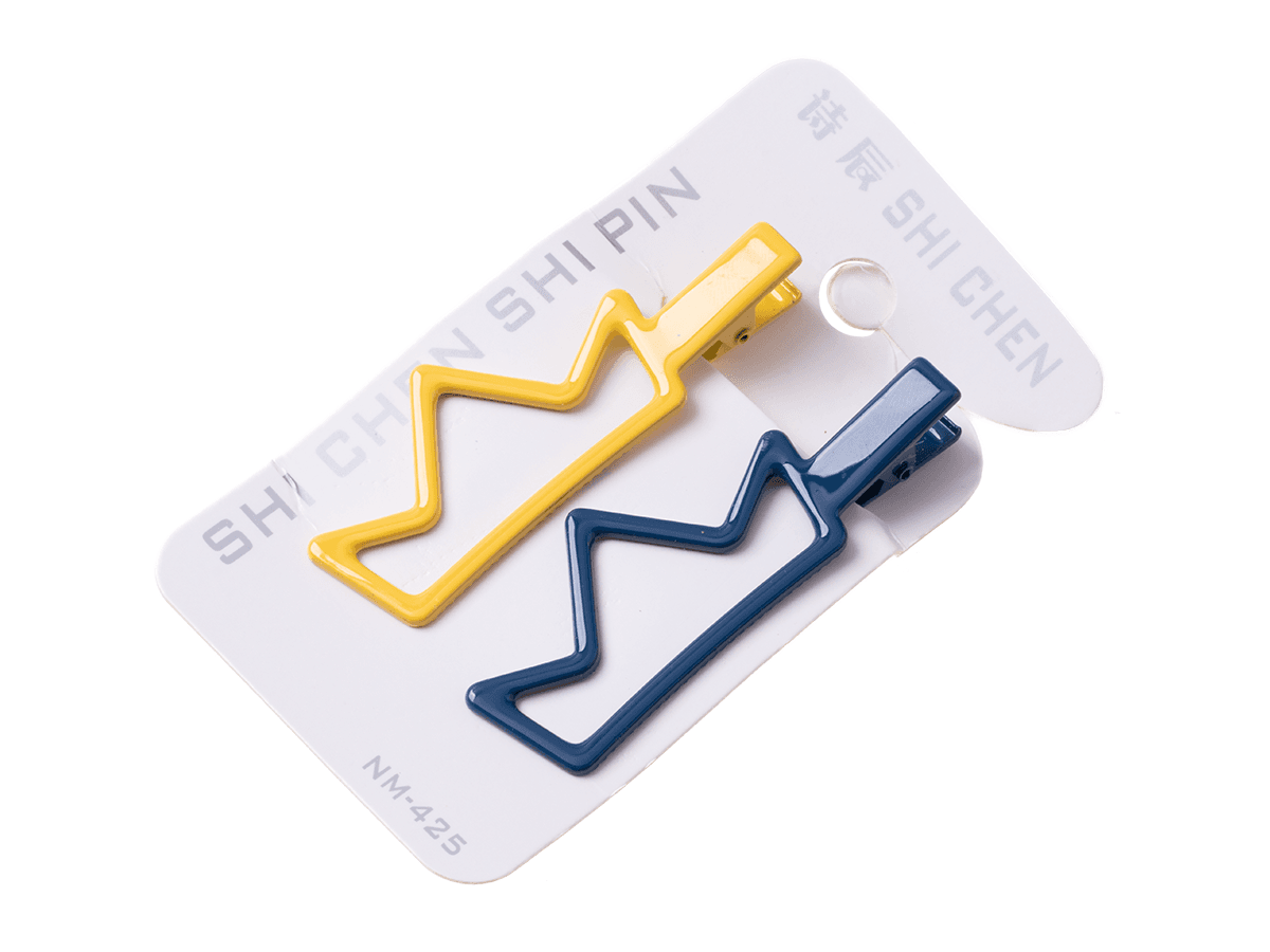 A set of 2 pieces hairpins "crown" - dark blue and yellow