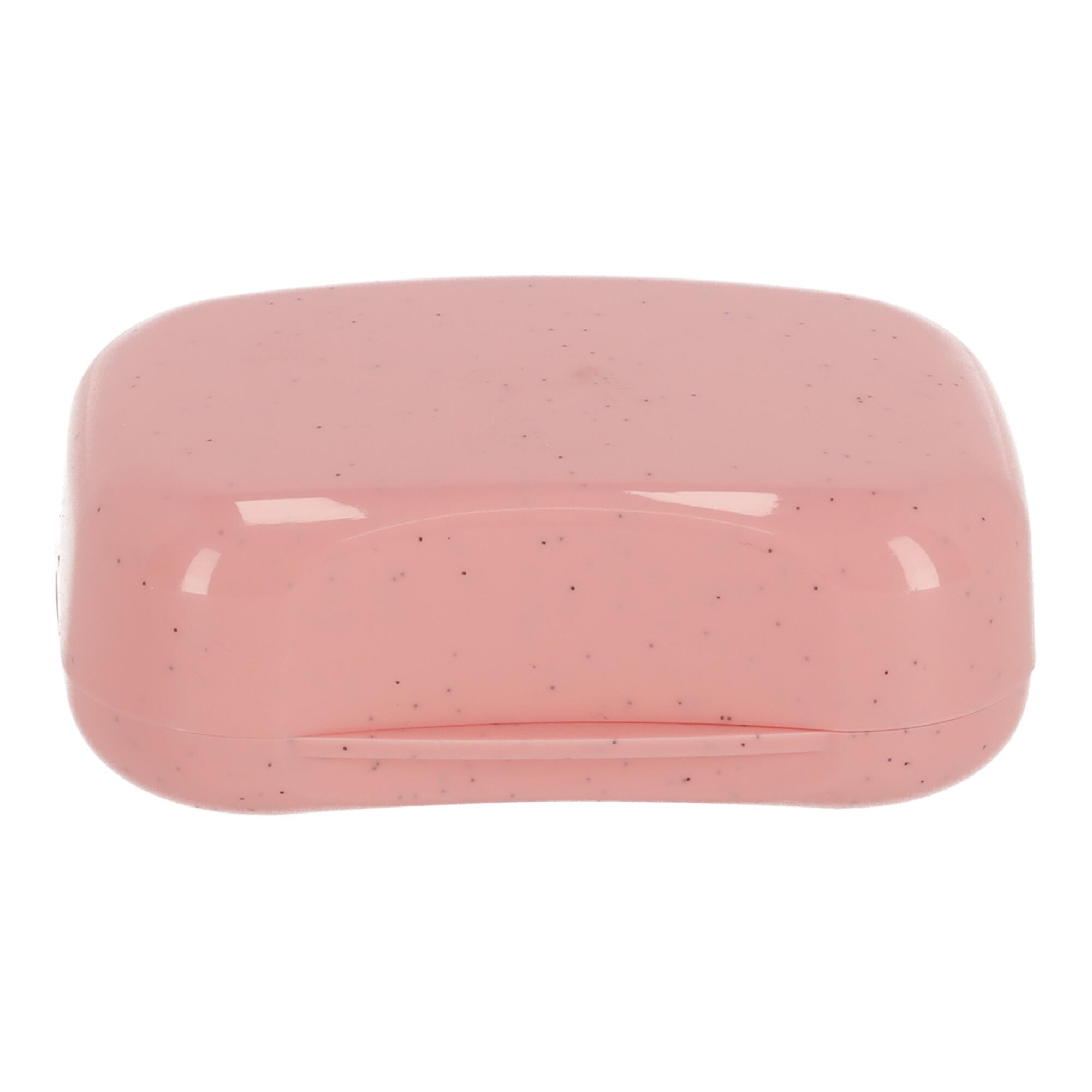 Tourist soap dish, closed plastic soap dish, type III - pink