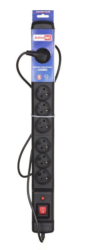 Activejet ACJ COMBO 9GN 3M black power strip with cord