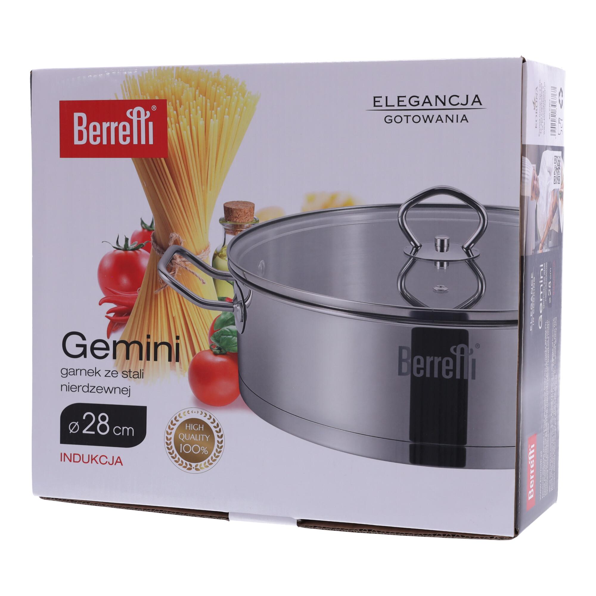 Stainless steel pot with lid Gemini BERRETTI, 28 cm