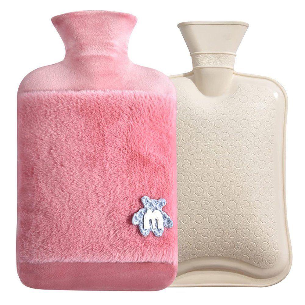 Plush hot water bottle, hot water bottle in a sweater 2L - pink, with a teddy
