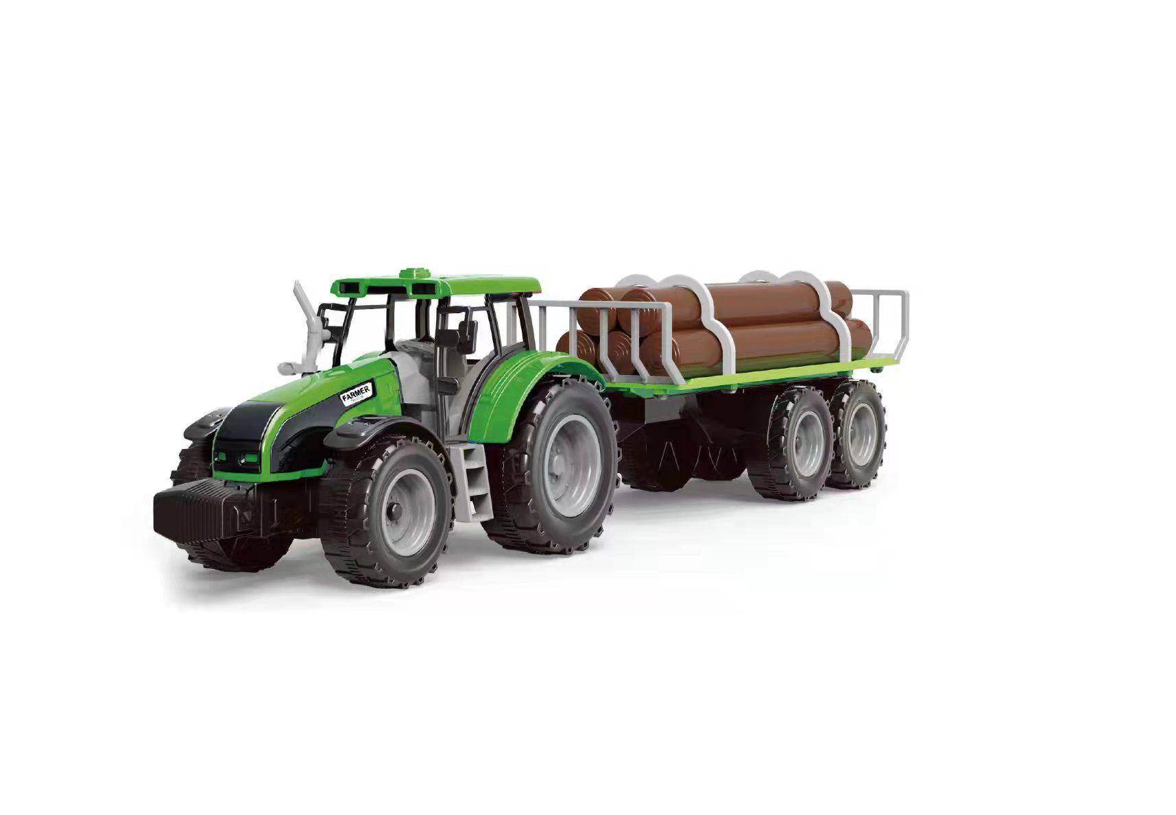 Toy tractor with trailer with wood