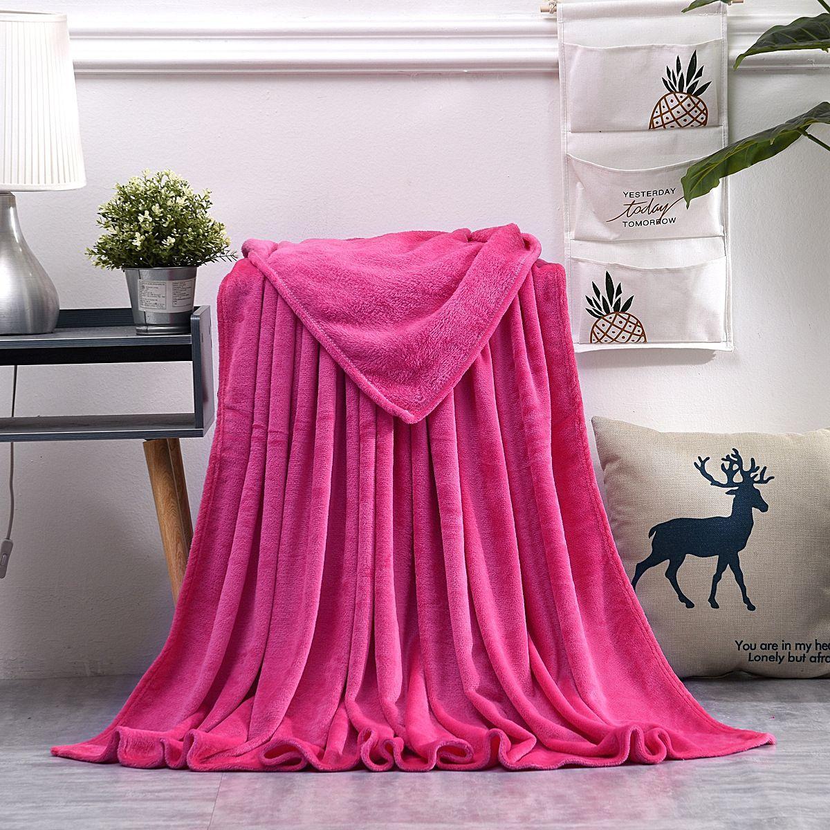 Fleece blanket, bedspread 180x200 cm - dark pink