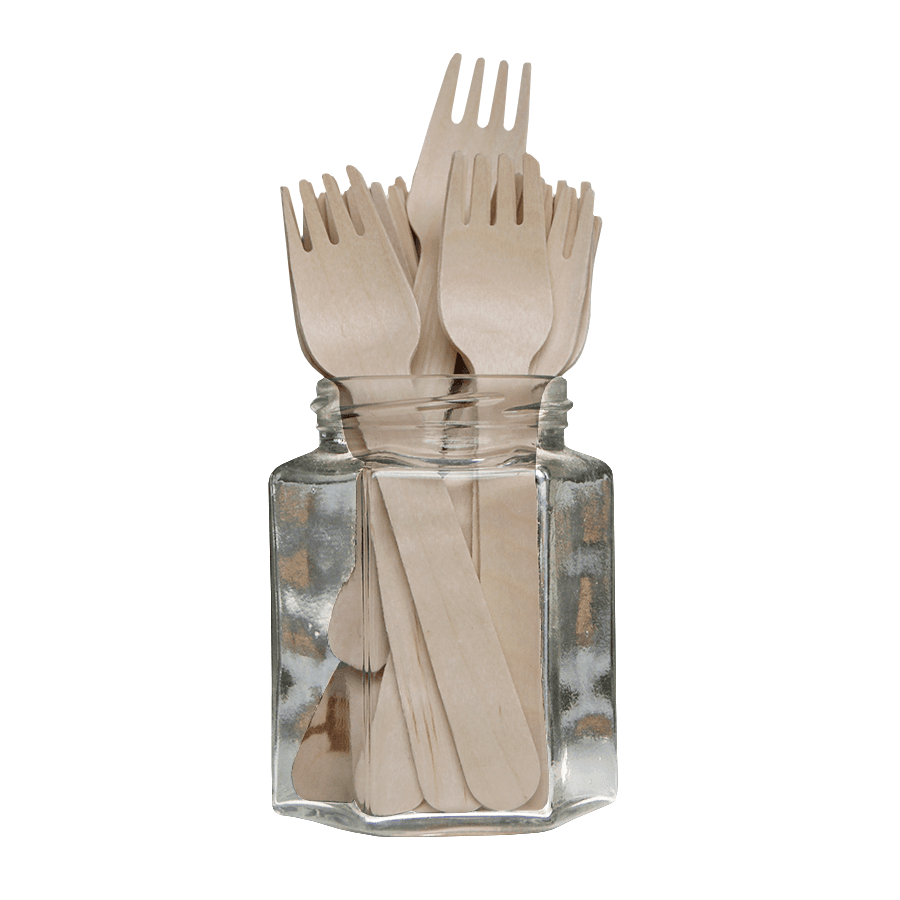 DISPOSABLE WOODEN CUTLERY FORK 100 pcs.