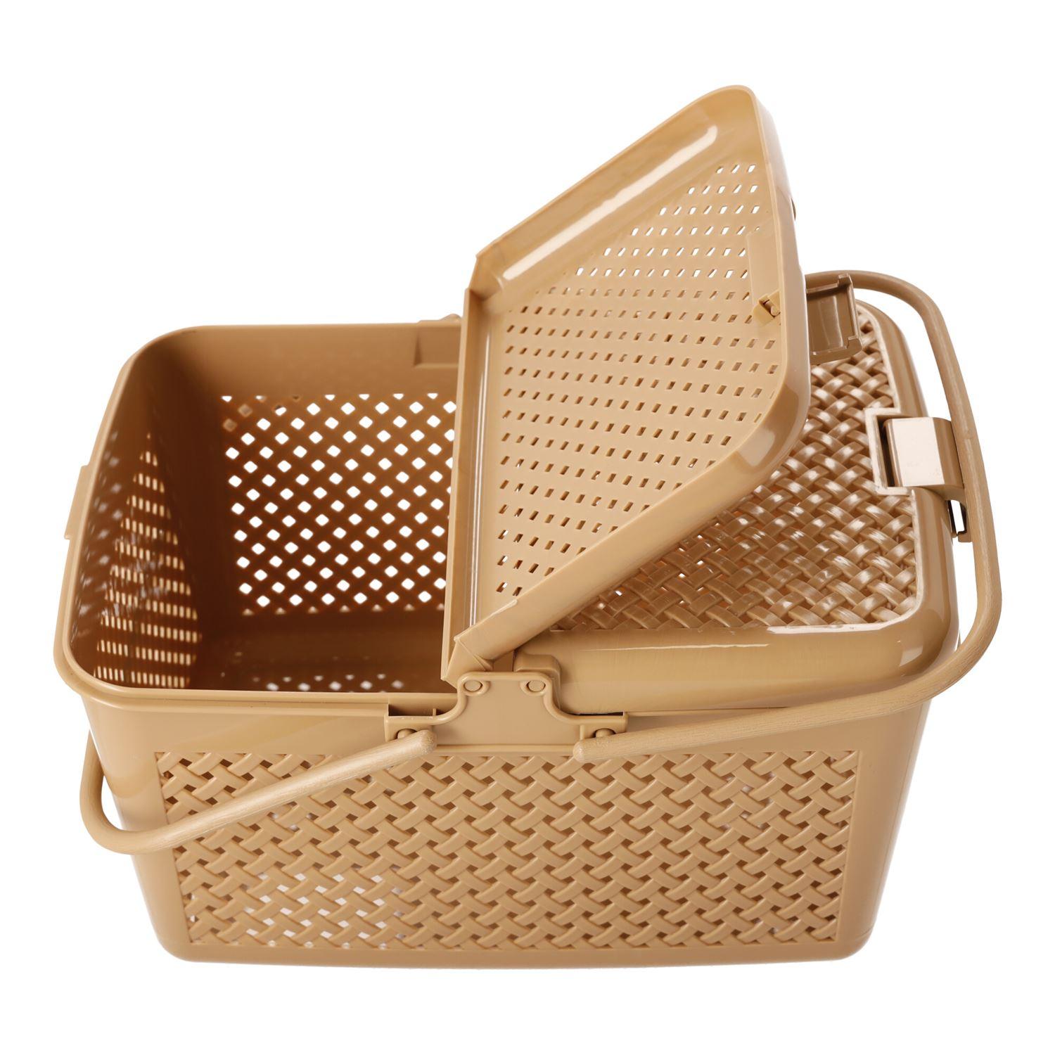 Rectangular picnic basket lockable beige, POLISH PRODUCT
