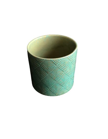 Flower pot, cylindrical, turquoise color, 13 cm, from the Vintage collection