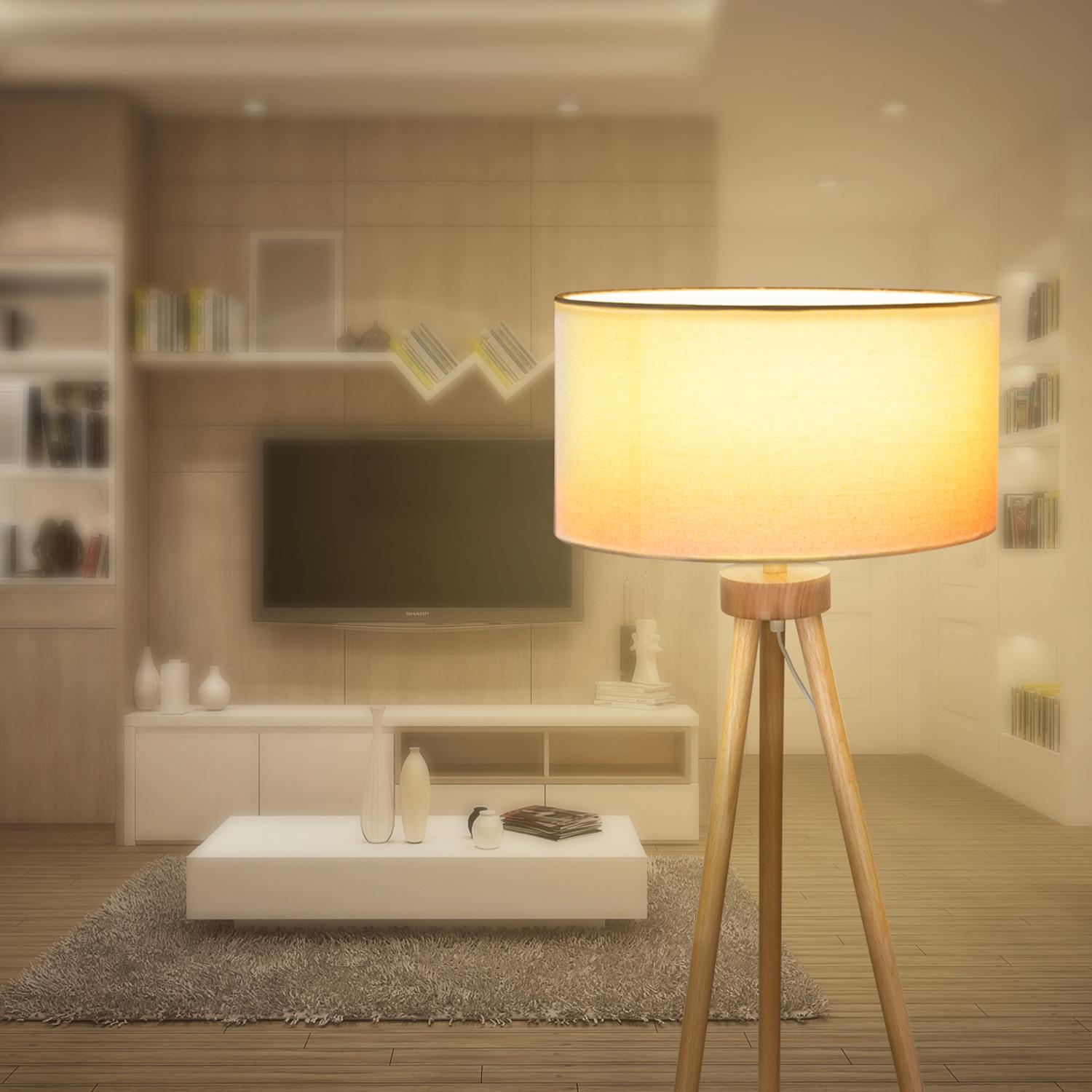 Wooden Floor Lamp (Without Light Source) E27