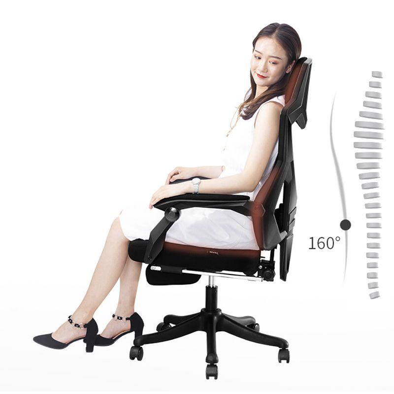 Ergonomiczny, obrotowy fotel biurowy, krzesło z zagłówkiem i podnóżkiem – czarny