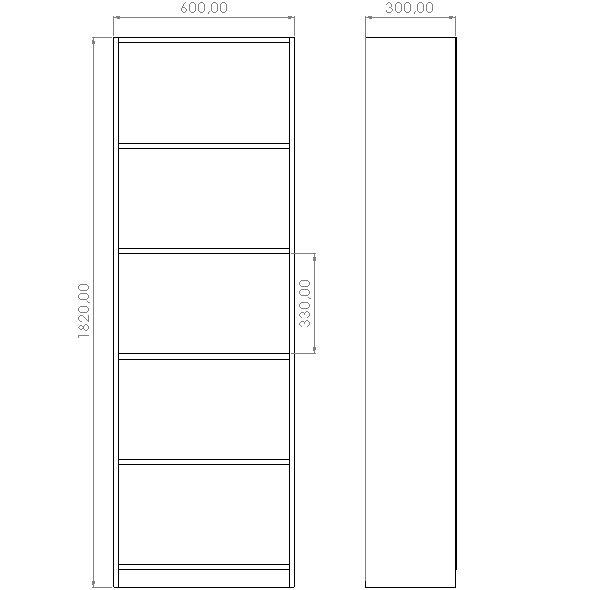 Bookcase Straight White 60 cm