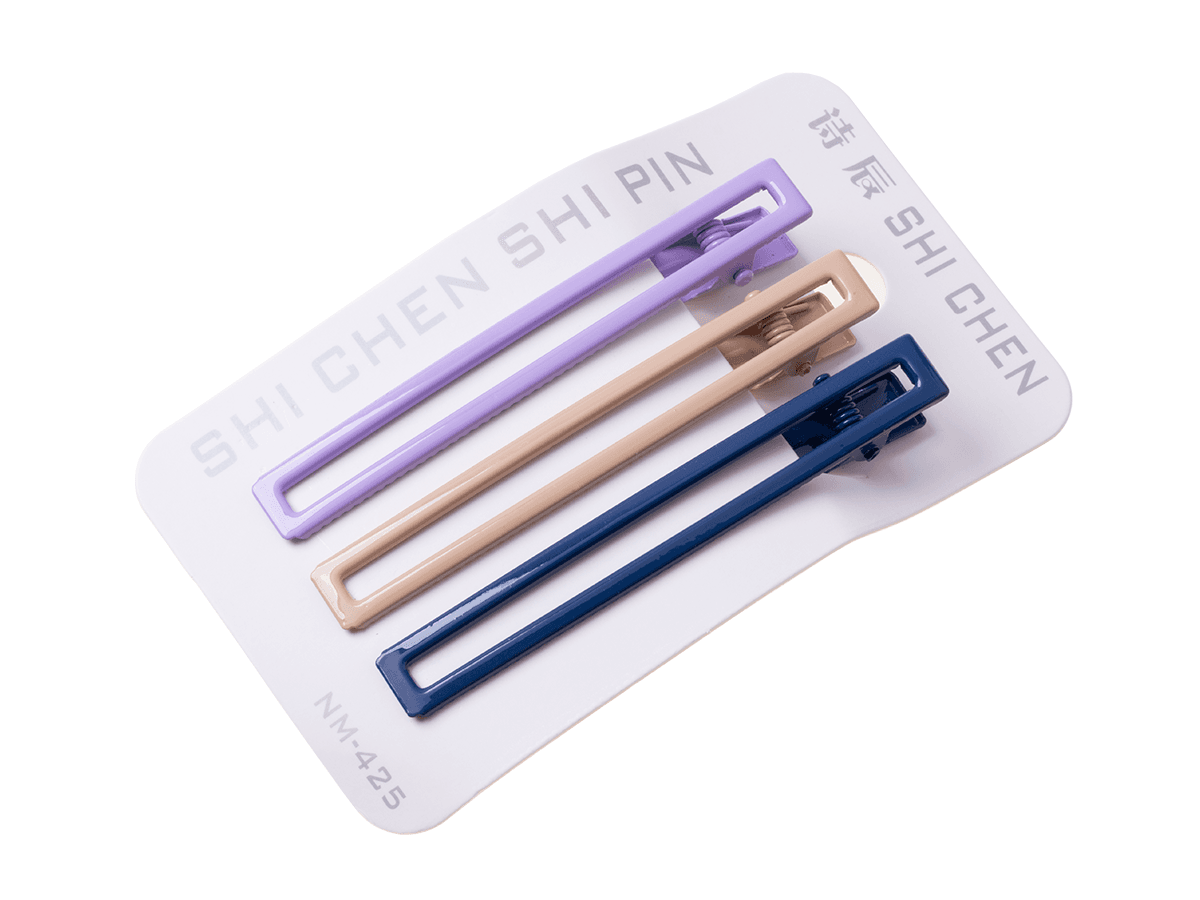 A set of 3 pieces hairpins "clip" - purple beige dark blue