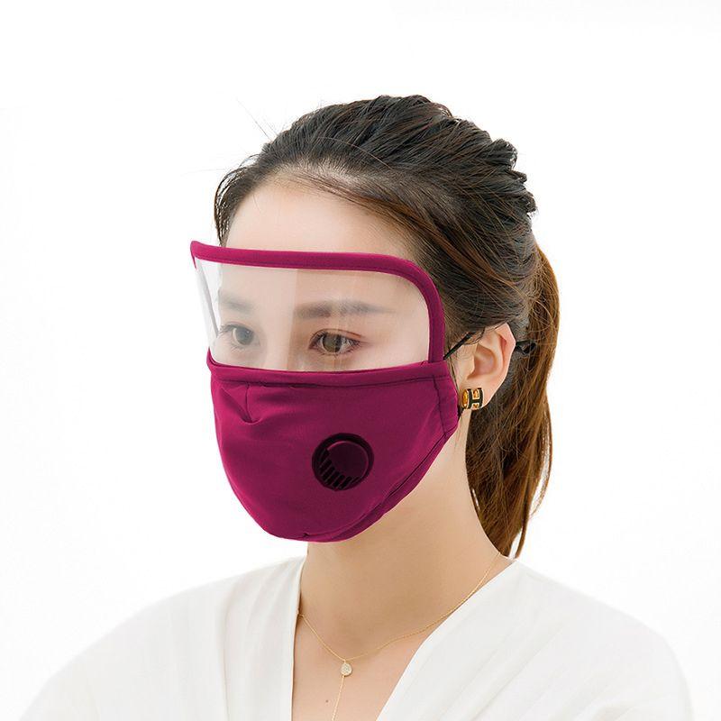 Cotton face mask with eye shield - red