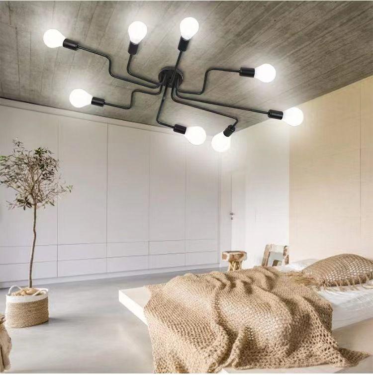 Modern ceiling lamp / Industrial Chandelier - black and gold, 8 arms