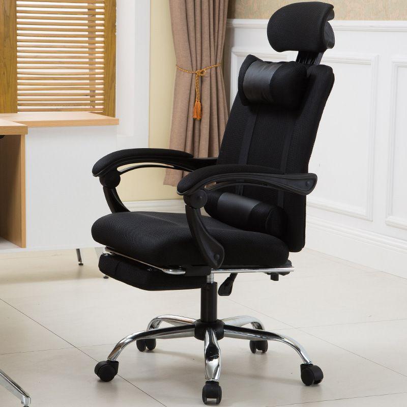 Ergonomiczny, obrotowy fotel z podnóżkiem i zagłówkiem, wentylacja - czarny