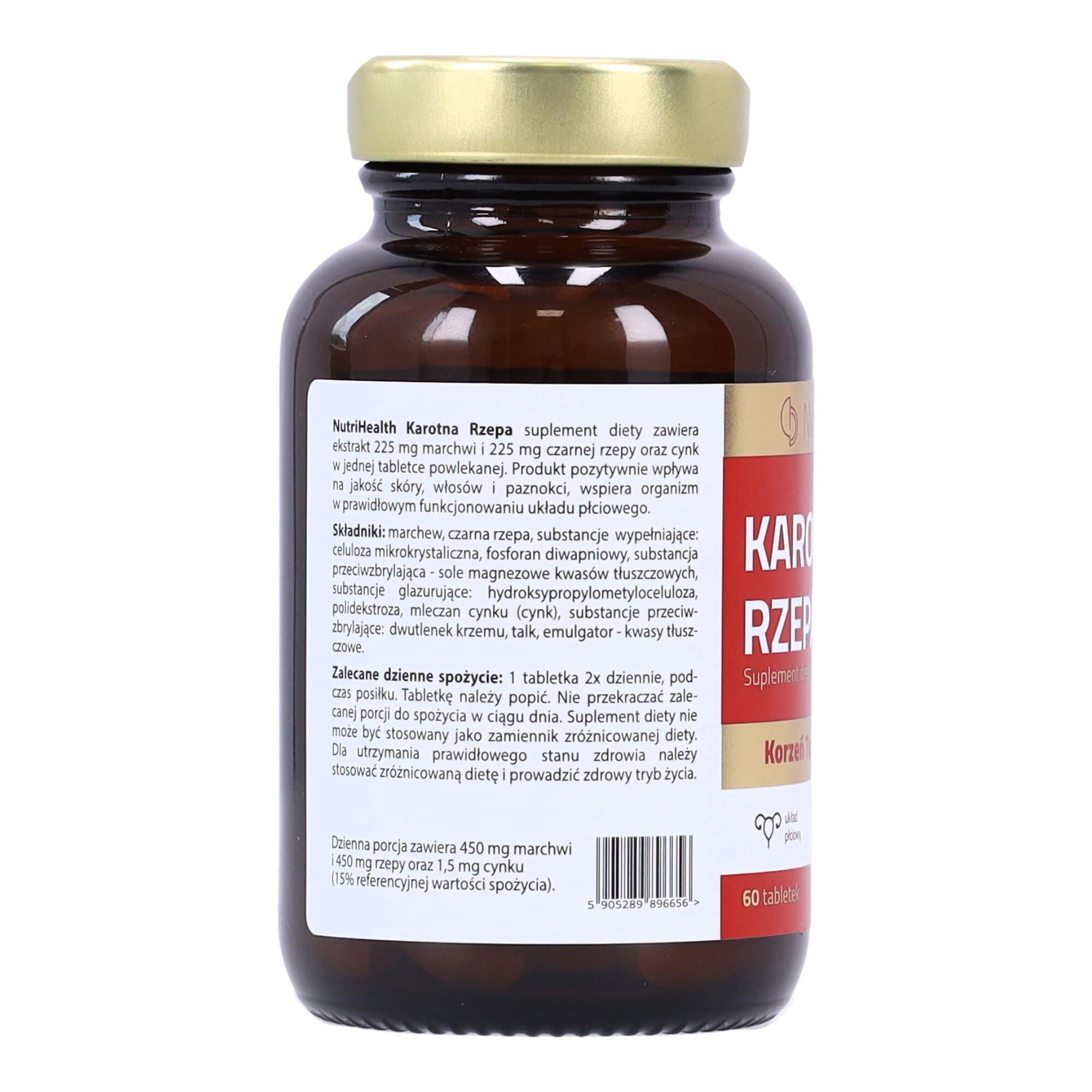 Suplement diety NutriHealth KAROTNA RZEPA, (60 kapsułek) 100% naturalny