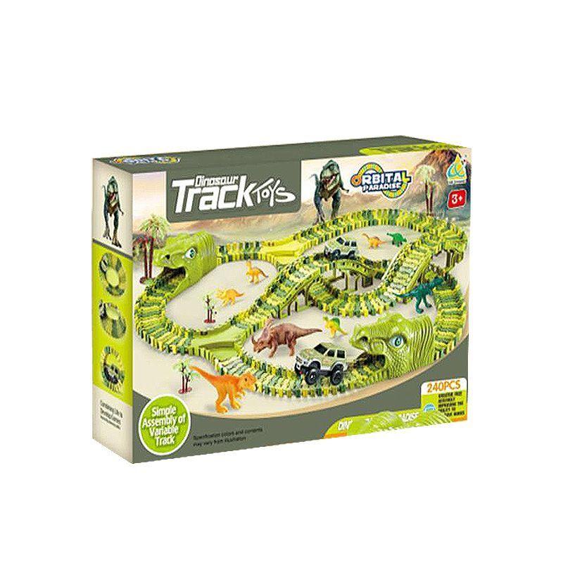 Racing car track with dinosaurs