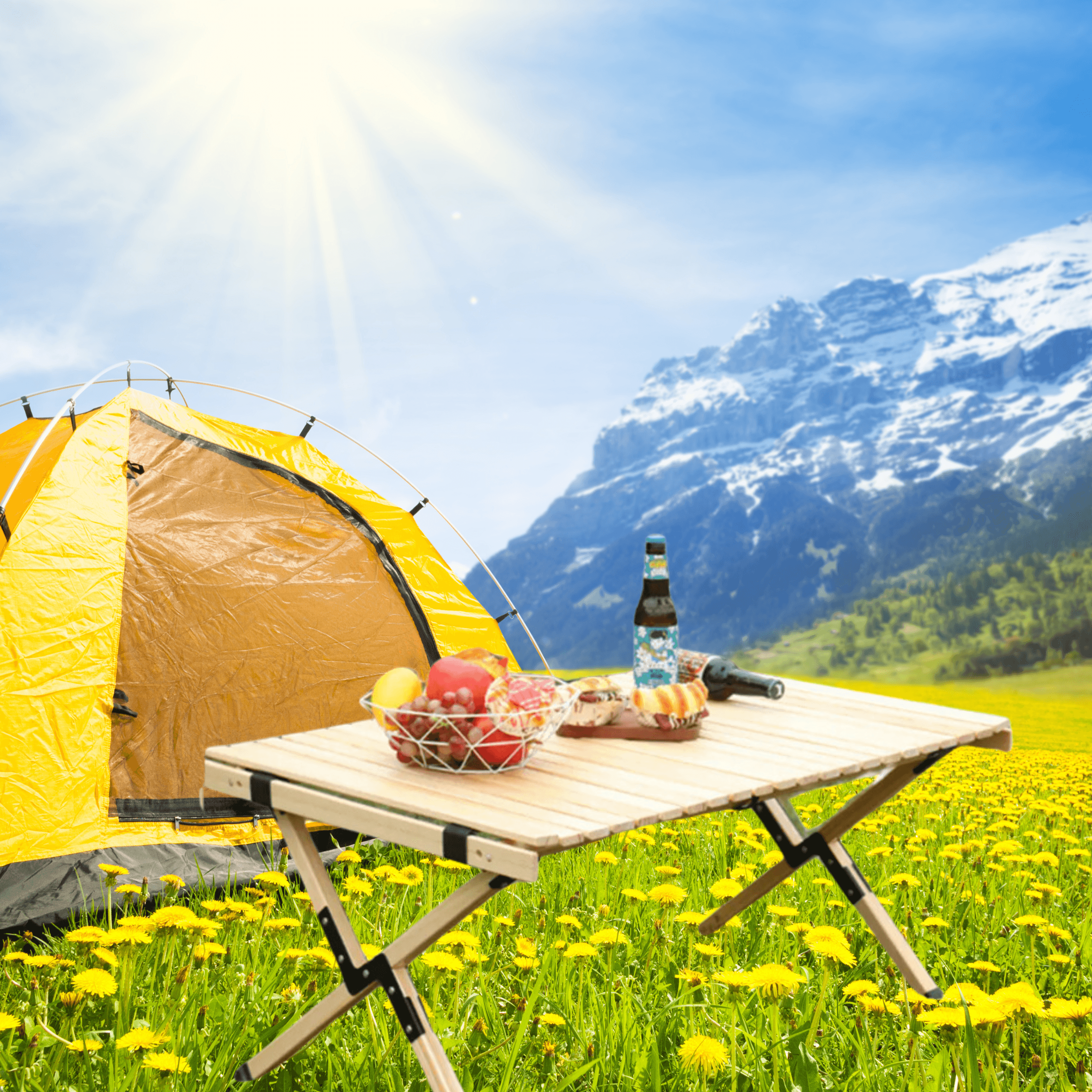 Folding camping table, size 120x60x53 cm