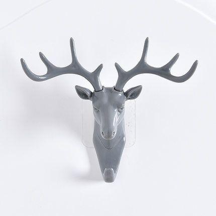 Antler wall hook in the form of a sticker - gray